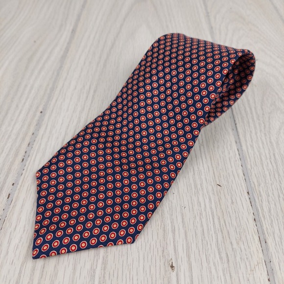 Lauren Ralph Lauren Other - Lauren Ralph Lauren Tie Mens OS Navy Blue Red Medallion Geometric Silk Necktie